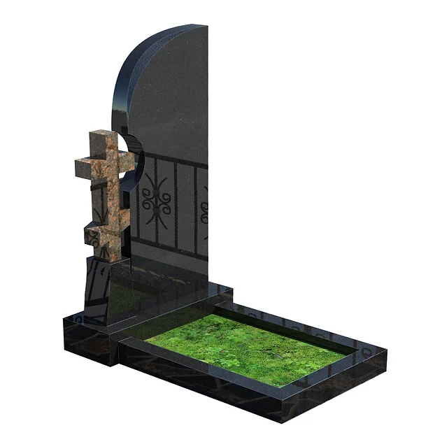 Топ памятников мужчине Комбинированный памятник на могилу с крестом с боку